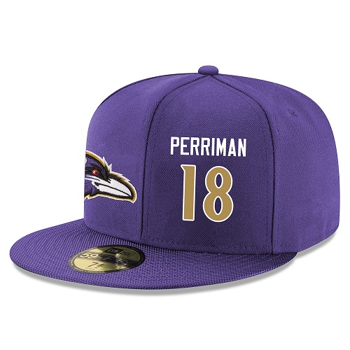 NFL Baltimore Ravens #18 Breshad Perriman Stitched Snapback Adjustable Player Rush Hat - Purple/Gold